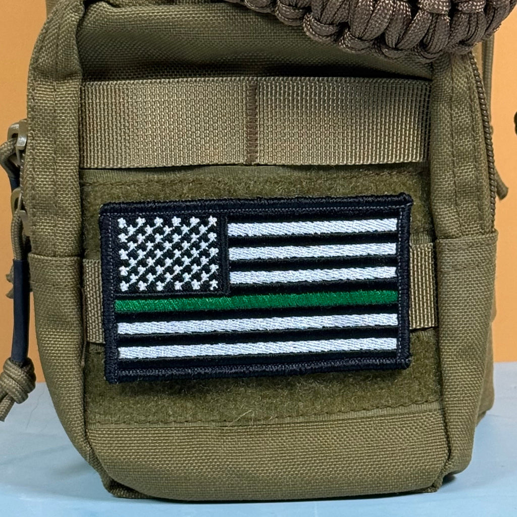 Thin Green Line Tactical American Flag Patch, 2x3.5" | Made in USA | VELCRO® Brand Hook Backing